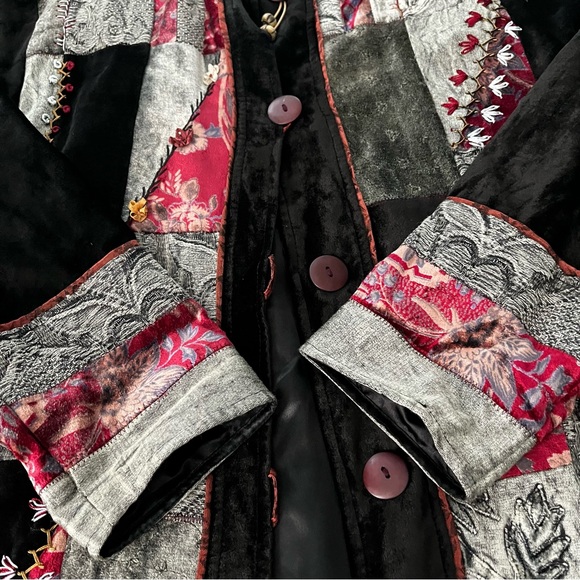Flashback Deadstock Velvet and Tapestry Mixed Media Patchwork Jacket, Sz L - Picture 13 of 15